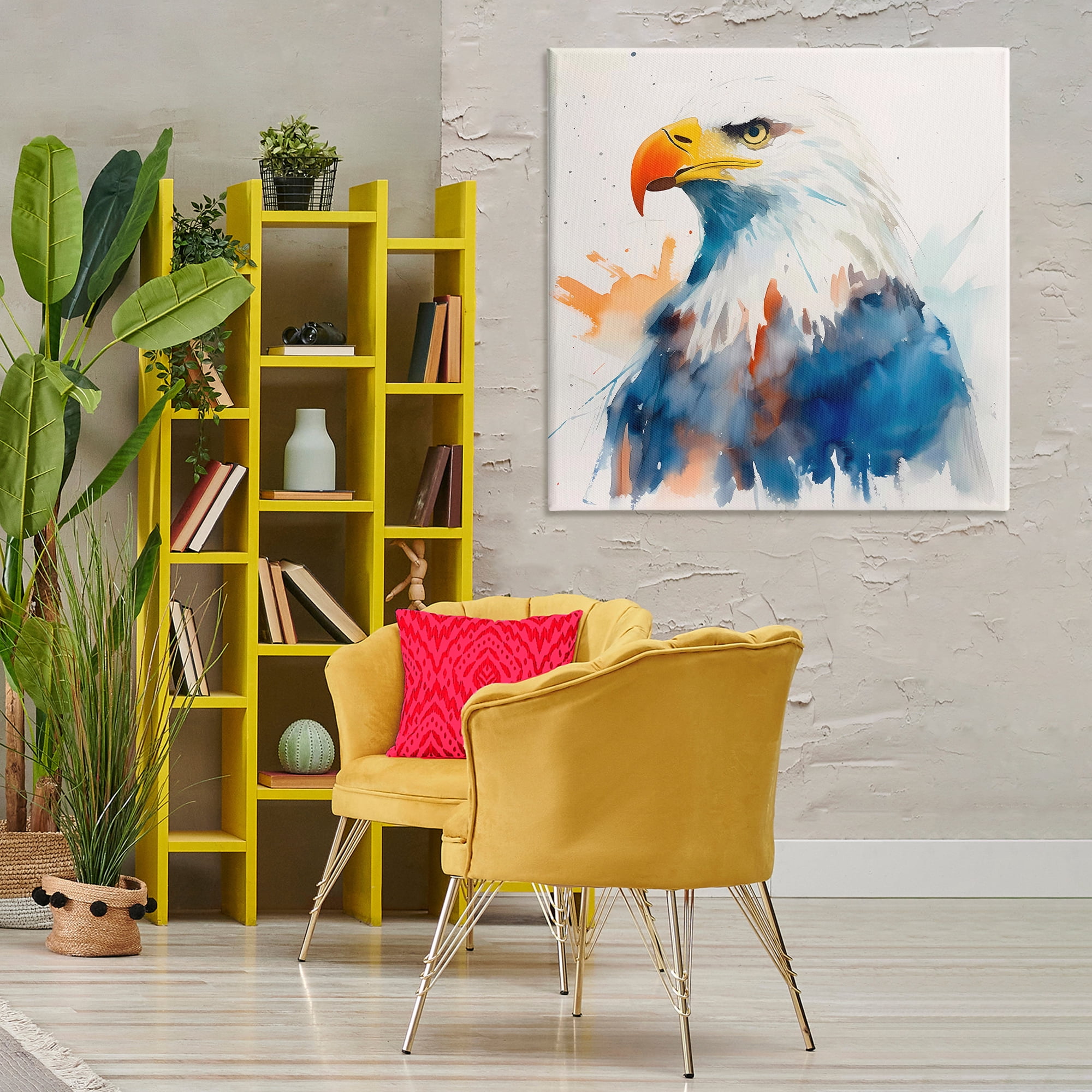 Stupell Industries Eagle with Strong Gaze Animals & Insects Painting Gallery Wrapped Canvas Art Print Wall Art, 36 x 36