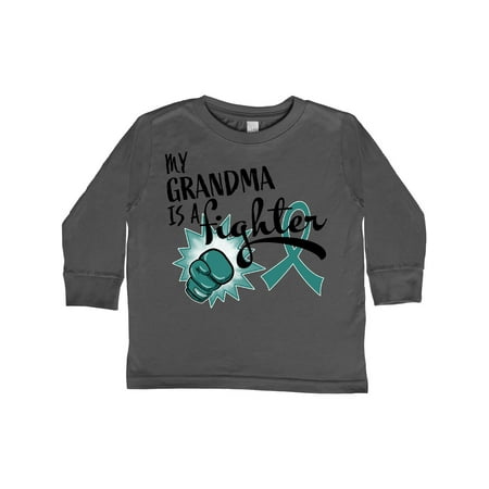 

Inktastic Ovarian Cancer Awareness My Grandma is a Fighter Gift Toddler Boy or Toddler Girl Long Sleeve T-Shirt