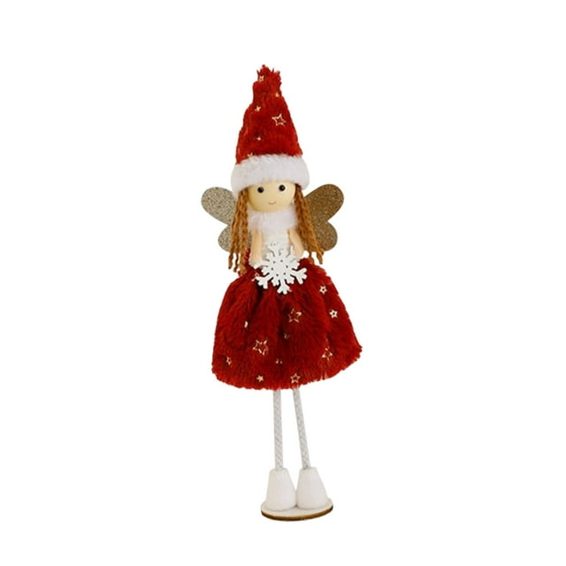 Adorno navideño de niña ángel, colección tradicional, adorno decorativo para fiesta de Navidad, figura para mesa de chimenea, año Nuevo Rojo