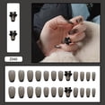 thumbnail image 1 of Uñas postizas HUOGUO con forma de mariposa negra plateada, 24 unidades con pegamento, 1 of 4