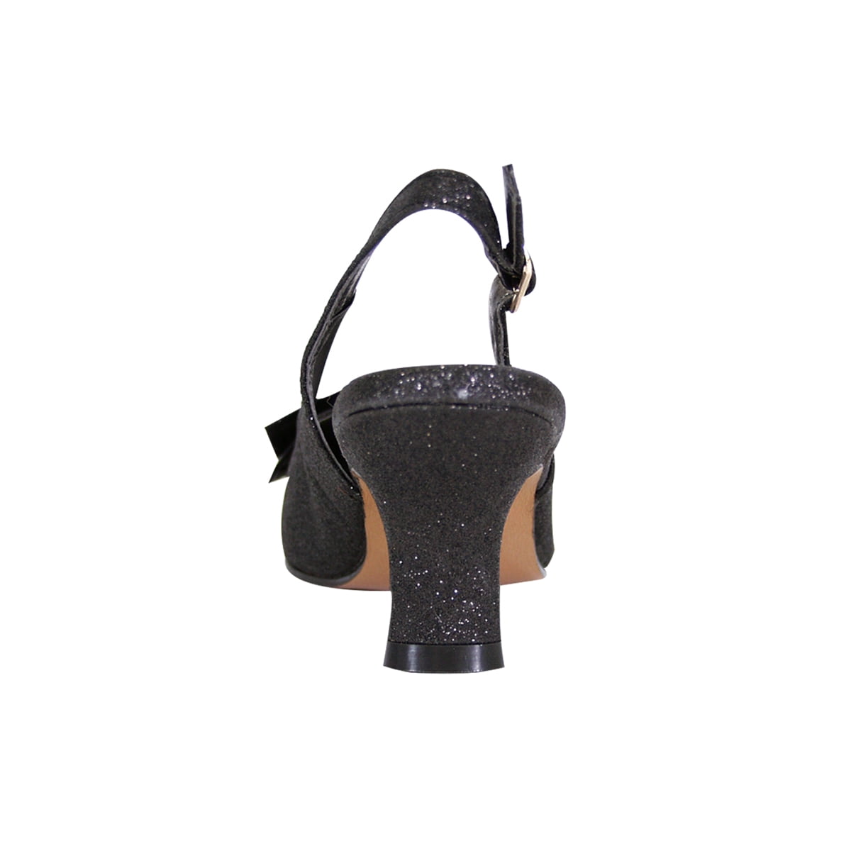 FLORAL Alaina Women's Wide Width Crystal Rose Bow Glitter Fabric Upper Slingback BLACK 10