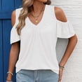 thumbnail image 6 of Guluxicc Summer Cold Shoulder Tops for Women V Neck Short Sleeve Shirts Ladies Cute Casual Blouse Going Out Outfits, 6 of 8
