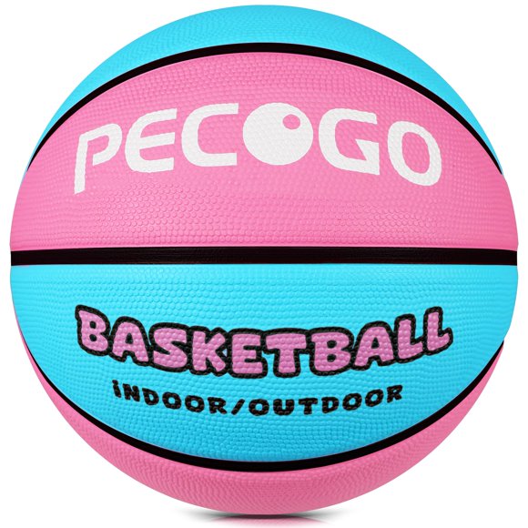 Balón de baloncesto PECOGO, tamaño 6, 28,5 pulgadas, goma para interiores y exteriores, rosa y azul