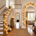 thumbnail image 6 of Lighted Fall Garland with White Berry Pumpkins, 6.56 FT Artificial Maple Leaf Vine with Warm White LED, for Fireplace Stairs Wall Wedding Party Decor, 6 of 7