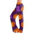 thumbnail image 2 of Soft Pajamas for Women Halloween Pumpkin Print Loose Pj Pants Drawstring Sleepwear Bottoms, 2 of 6