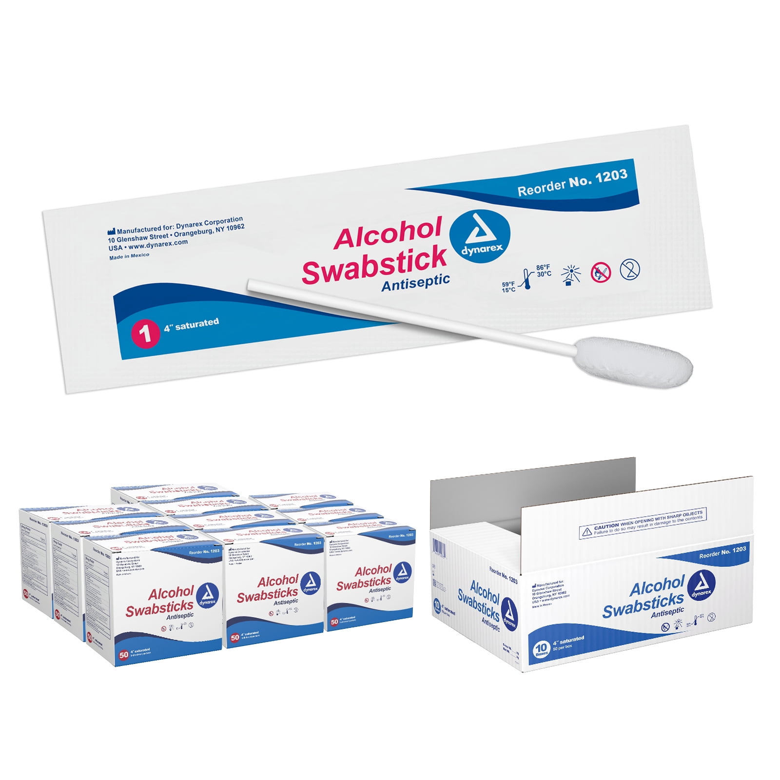 Dynarex Impregnated Swabstick NonSterile 1203 10 Pack(s) 50 Sticks/Pack
