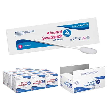 Dynarex Impregnated Swabstick NonSterile 1203 10 Pack(s) 50 Sticks/Pack