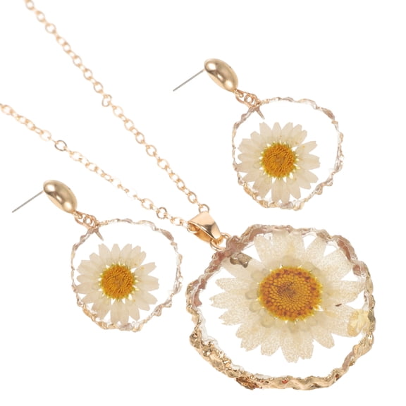 LOLIPPYY 1Set Classic Flower Jewelry Set Daisy Necklace and Earrings for Elegant Styling