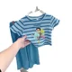 thumbnail image 4 of Novedad de verano, conjunto de dos piezas de manga corta a rayas con estampado de dibujos animados para niñas, ropa ligera, cómoda y transpirable, 4 of 5