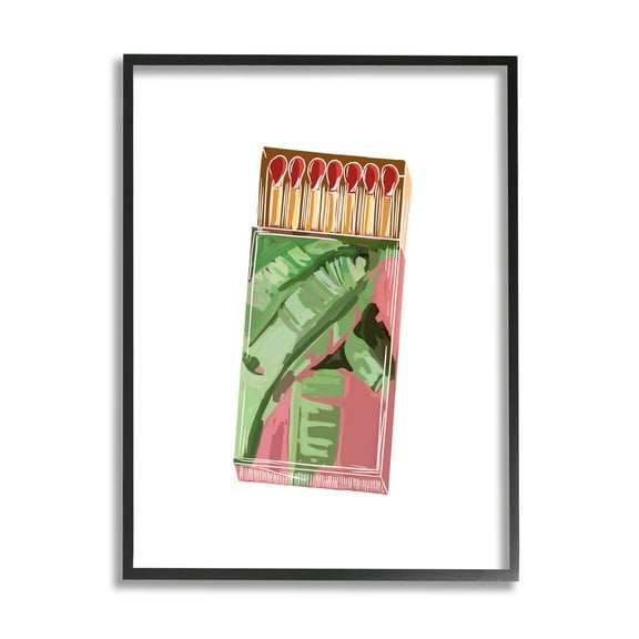 Stupell Industries Floral Pink Matchbox Design Square Cutout Shape Graphic Art Black Framed Art Print Wall Art, Design by Amelia Noyes