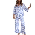 thumbnail image 5 of Coduop Women 2 Piece Nightwear Pajamas Set Seashell Print 3/4 Sleeve Sleepsuit Loungewear Set, 5 of 9