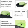 thumbnail image 4 of Womens UV Protection Wide Brim Sun Hats, Bucket Hat Wide Brim Quick Drying Breathable Packable Foldable Sunshade Sun Ponytail Cap, Green, 4 of 5