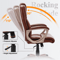 thumbnail image 6 of Medium-Back Leather Executive Ergonomic Office Chair Computer Desk Chair with Lumbar Support Brown, 6 of 7