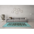 thumbnail image 3 of Ahgly Company Indoor Square Oriental Light Blue Industrial Area Rugs, 5' Square, 3 of 4