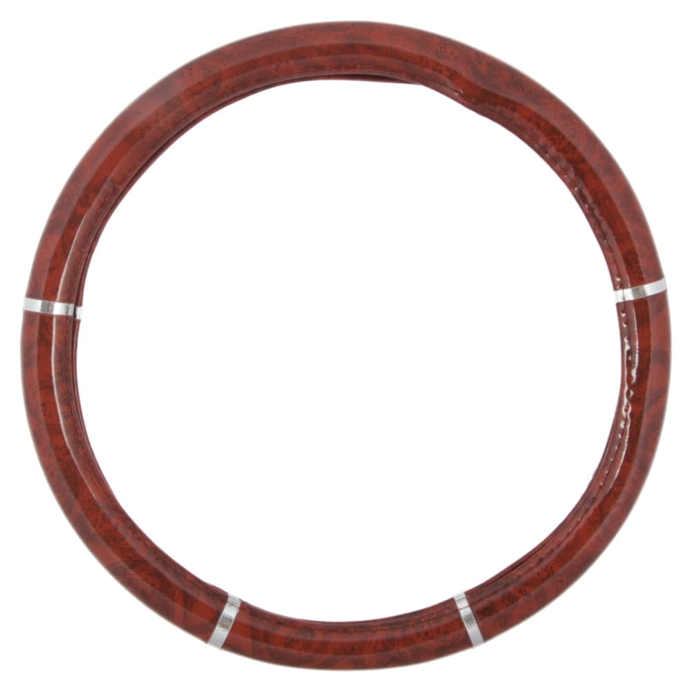 BDK Dark Wood Grain Car Steering Wheel Cover, Standard 15 inch Size, Made to Fit Most Auto Truck Van SUV