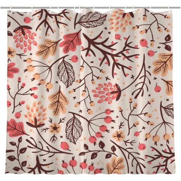 Rideau de Douche Boho Rose à Motif Floral - Fleurs Tropicales Botaniques, Tissu Imperméable, Déco de Salle de Bain Campagnarde, Comprend 12 Crochets, 72x72 Pouces, Idéal pour les Salles de Bain des Amoureux de la Nature, Ajoute une Touche Romantique et Artistique