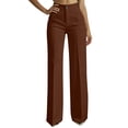 thumbnail image 7 of Inglocry Women's High Waisted Wide Leg Dress Pants Office Business Casual Work Trousers Flowy Work Palazzo Pants 2026 Brown 2XL, 7 of 7