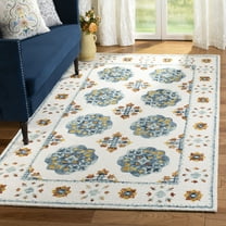 SAFAVIEH Blossom Chandler Floral Medallions Woo Area Rug, Blue/Ivory, 4' x 6'