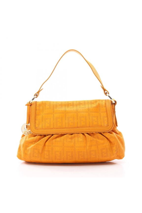 Pre-Owned Fendi Zucca Perforated Shoulder Bag/Handbag, Leather, Women's, Orange