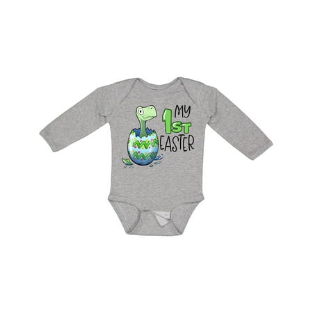 

Inktastic My 1st Easter Dinosaur Hatching Easter Egg Boys or Girls Long Sleeve Baby Bodysuit
