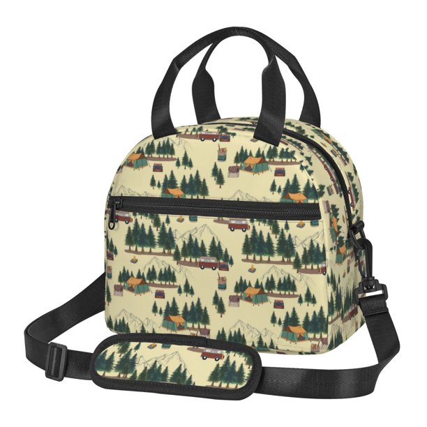 Fotbe Camping Caravan 1 Bolsa de Almuerzo con Estampado, Lonchera Aislada, Contenedores de Comida Reutilizables Tipo Cooler a Prueba de Fugas