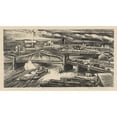 thumbnail image 2 of Elizabeth Olds 14x10 Black Ornate Wood Framed Double Matted Museum Art Print Titled: Harlem River Bridges (1935-1943), 2 of 5
