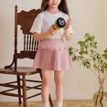 thumbnail image 3 of Girls' Preppy Pleated Skirt High Waisted Mini A-Line Skirt Bow Cute School Uniform Skirt for Campus & Weekend Gatherings (3-14 Years), 3 of 9