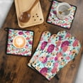 thumbnail image 5 of Pioneer Flower Floral Print Pattern Kitchen Oven Mitt and Pot Holder Sets 2 Pcs for Baking, Cooking and Grilling, Heat Resistant Up To 392 °F, 5 of 7