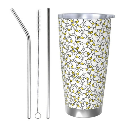 

Goofa Ducky for 20 oz Skinny Tumbler Stainless Steel Coffee Mug Slim Vacuum Insulated Travel Cup Car Cup-Straw Three-piece Set
