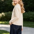 thumbnail image 4 of Girls Polka Dot Long Sleeve Top, Mock Neck Pullover Shirt, Casual Everyday Kids Clothing | Akmoler,Beige 3-4 Years, 4 of 6