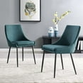 thumbnail image 2 of Side Dining Chair, Set of 2, Fabric, Metal Steel, Black Blue, Modern Contemporary Urban Design, Kitchen Room Cafe Bistro Restaurant Hospitality, 2 of 8