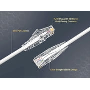 Cable Leader Slim Cat6a Ethernet Cable 25 ft - White | Cat 6a Slim RJ45 LAN Patch Cord, UTP