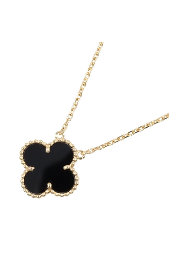 Pre-Owned Van Cleef & Arpels Vintage Alhambra Onyx Necklace, 18K (Yellow Gold), Onyx, Women's,...