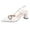Fashion Shoes - White, variant on Block Heels for Women Closed Toe Pointed Front Slingback Pumps Glossy Finish Statement Metallic Eyelet Buckle Trim Chunky Heel Dressy Shoes for Office Business Wear