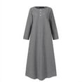 thumbnail image 3 of ZANZEA Women Button-Front Full Length Kaftan Vintage Plaid Long Maxi Dress, 3 of 14