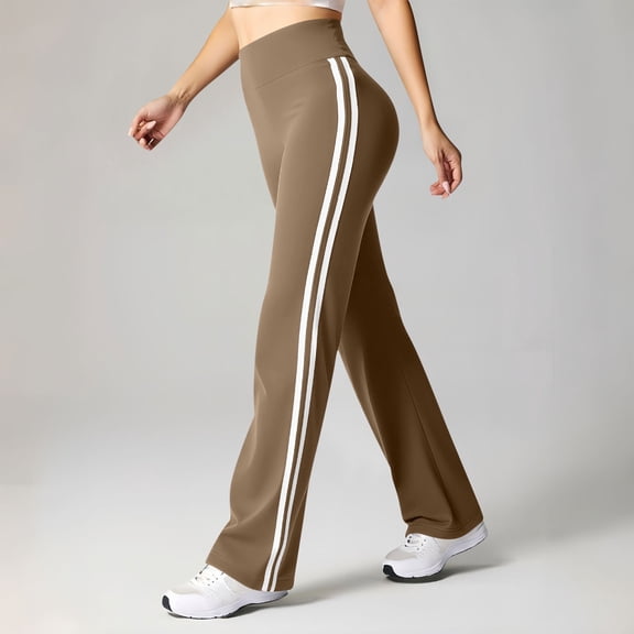 Mifsaly Athletic Yoga Pants for Women High Waisted Stretchy Flare Pant Side Striped Breathable Outdoor Running Gym Training Workout Leggings 2026 L