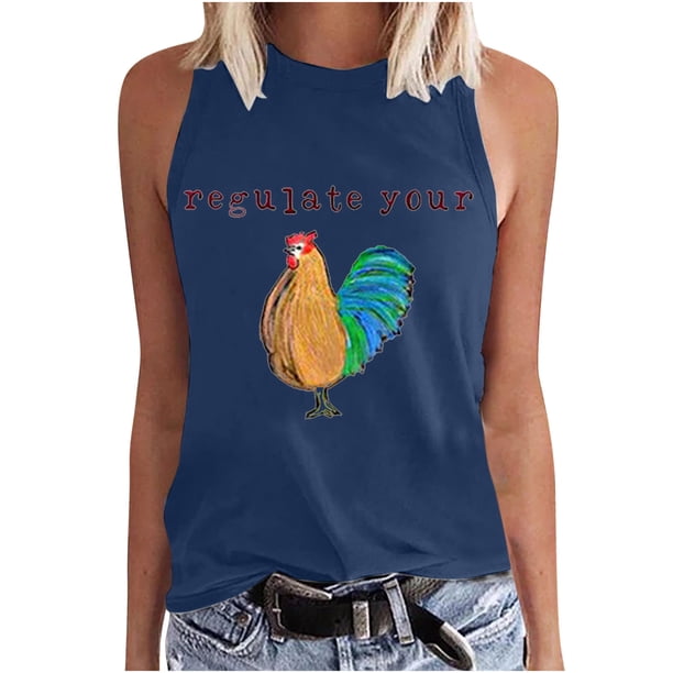 Moda Casual mujer sin mangas impreso damas cuello redondo Tank Tops chaleco camiseta Fridja gh4638