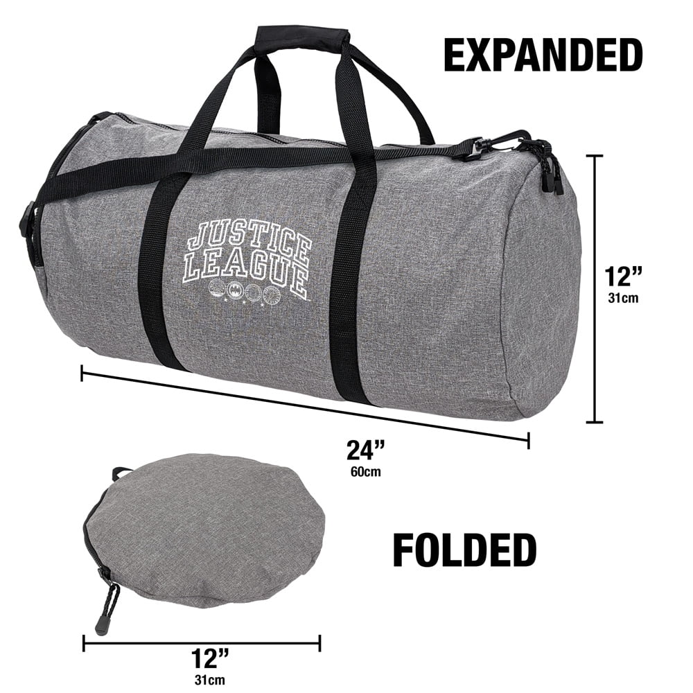 Justice League Athletic Logo Lightweight Duffel Bag for Sports and Gym Packable for Travel