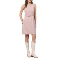 thumbnail image 2 of INSPIRE CHIC Women's Plaid Houndstooth Dress Sleeveless Boat Neck 2026 Trendy Pencil Dresses with Belted 2XL Pink, 2 of 5