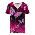 thumbnail image 5 of Camiseta estampada de moda para mujer Blusa de manga corta con cuello en V Tops casuales Pompotops  hkajfhjk472873, 5 of 5