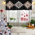 thumbnail image 5 of Black White Beige Boho Curtain Valances for Windows, Kitchen Valance Window Treatments Panel 2 Pack, Western Geometric Aesthetic Rod Pocket Short Curtains for Bathroom Bedroom 60 x 18 Inch, 5 of 8
