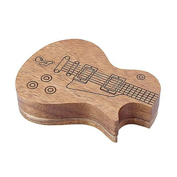 Caja organizadora de púas de guitarra, estuche de madera para guitarra, estuche con soporte personalizado