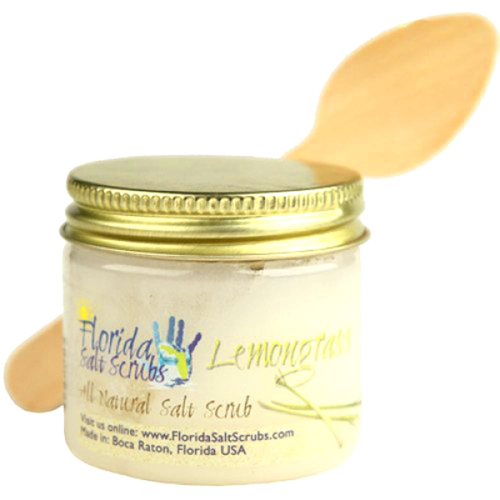Florida Salt Scrubs Lemongrass Body Feet Hands Bath Salt Scrub 2.9 oz Jar