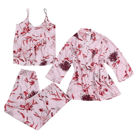 

Tangnade home pajamas Satin Silk Pajamas Women Nightdress Lingerie Robes Underwear Sleepwear Sexy women pajamas Pink L