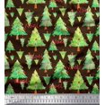 thumbnail image 1 of Soimoi Brown Rayon Fabric Text & Christmas Tree Print Fabric by Yard 42 Inch Wide, 1 of 5