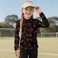 thumbnail image 2 of Psesaysky Cute Cherry Print Girls Long Sleeve Athletic Shirts 1/4 Zipper Kids Quick Dry Lightweight Yoga Tops for Sports Cheer Basic Tees Activewear 6-7 Years, 2 of 6