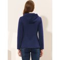 thumbnail image 4 of Chaquetón con capucha y bolsillos profundos con cremallera delantera corta tipo trenca para mujer Azul marino M, 4 of 5