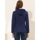 thumbnail image 4 of Chaquetón con capucha y bolsillos profundos con cremallera delantera corta tipo trenca para mujer Azul marino L, 4 of 5