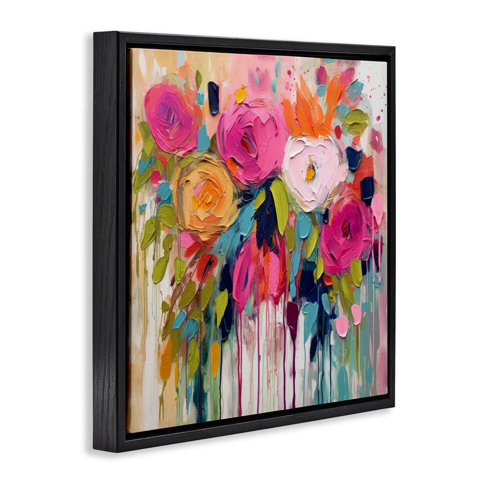 Stupell Industries Urban Paint Bouquet Botanical & Floral Painting Black Floater Framed Art Print Wall Art, 25 x 25