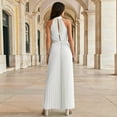 thumbnail image 3 of Defitshape Women's Long Jumpsuit Fall Jumpsuits Jumpers & Rompers Sleeveless Pant Backless Summer Wide Leg Jumpers And Rompers White 12-14, 3 of 4